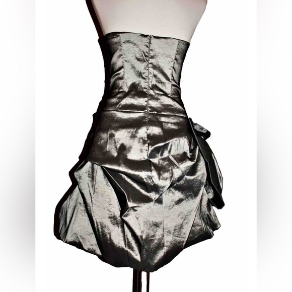 Olivia Formal Teacup Dress Silver Taffeta - Picture 2 of 10